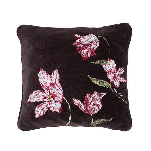 Tulips Jacquard Cushion - Mulberry